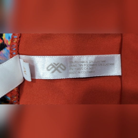 Medium PILYQ Peacock Pattern Bikini Bottoms Multicolor Orange Blue Pink - Picture 4 of 7